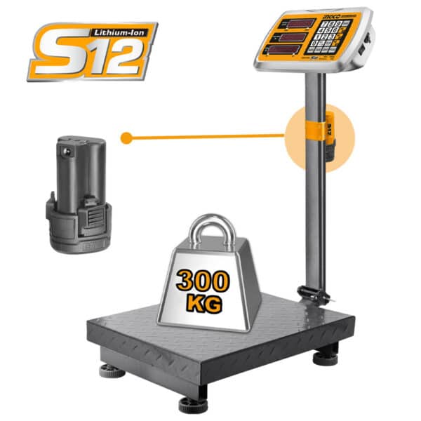 Ηλεκτρονική Ζυγαριά έως 300kg Μπαταρίας 12V Li-Ion