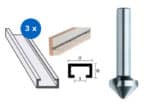 3x aluminium profile rail 1000 mm including countersink