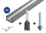 3x profile rail 1000 mm incl. Slot Routing Cutter O17+Countersink