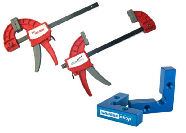 Angle clamp set with 4 one-hand clamps