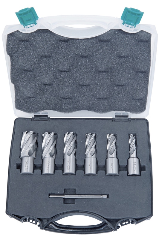 HSS-standard core drill-set CDS, 14 - 24 mm, drilling depth 25 mm