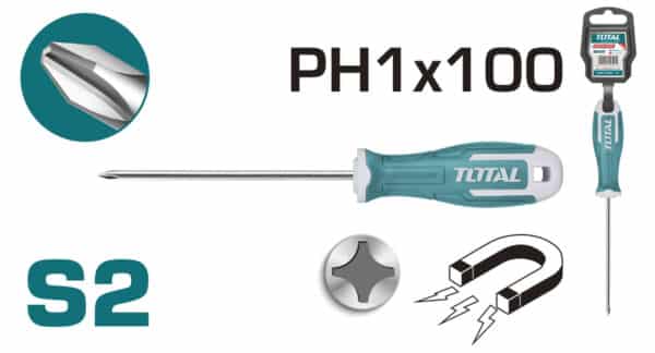 TOTAL ΚΑΤΣΑΒΙΔΙ ΜΑΓΝ. ΣΤΑΥΡΟΥ PH1 X 100mm (THT26PH1100)