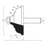 hw edge moulding bits with ball bearing guide z2 - S12 D76 B34.9 L84 B129 R14.8 R212.7 R33.2 R49,4