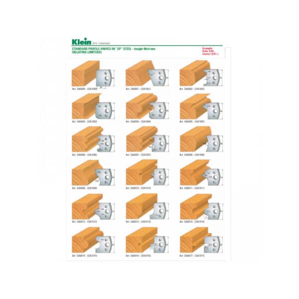 standard profile knives and limiters in sp steel - h-40x4 mm