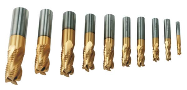 10 pcs. TiN-coated roughing end mills, 6 - 25 mm