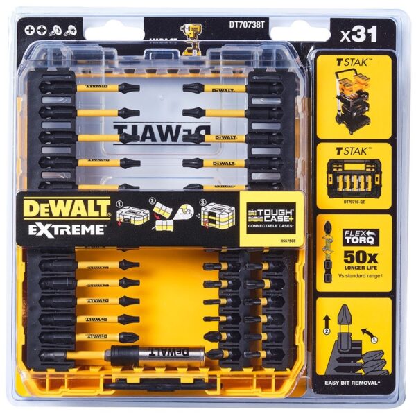 ΜΥΤΕΣ DEWALT DT70738T FLEXTORQ ΜΕ ΑΝΤΑΠΤΟΡΑ ΣΕΤ 31ΤΕΜ