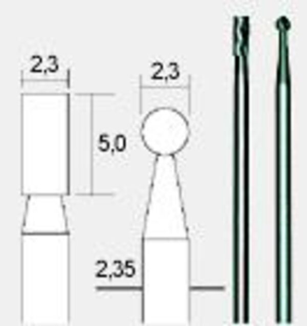 Μύτες Φρεζαρίσματος Φ2,3 Χ 5mm , Φ 2,3 mm Set 2 τεμαχίων