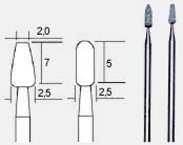 Μύτες τροχίσματος και χάραξης Φ2 - Φ2,5 Χ 7mm , 2,5 X 5mm Set 2 τεμαχίων